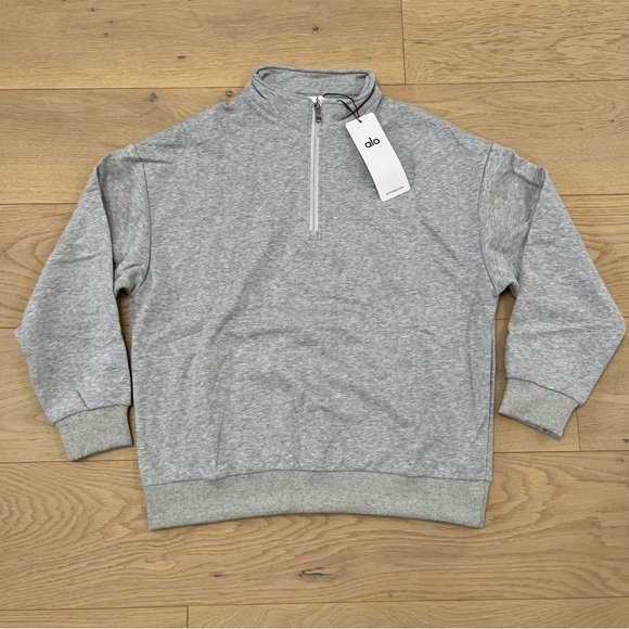 ALO Yoga Accolade Set Quarter Zip and Sweatpants Light Gray Unisex - Picture 2 of 16